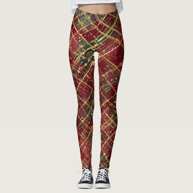 Christmas, Red Gold Green ,White Merry Christmas Leggings (Vorderseite)