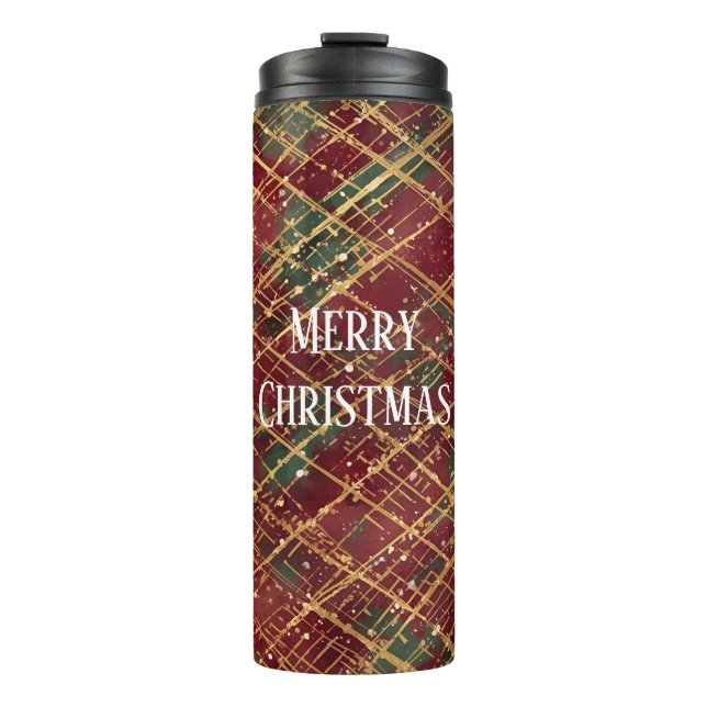 Christmas, Red Gold Green ,White Merry Christmas Thermosbecher (Vorderseite)