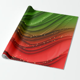 CHRISTMAS RED GREEN & GOLD ABSTRAKTE WIRBEL GESCHENKPAPIER