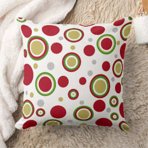 Christmas Red Green Gold Silver Polka Dots Kissen