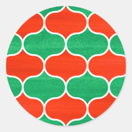 Christmas Red Green Interlocking OgePattern Runder Aufkleber