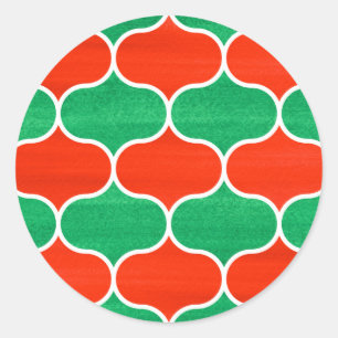 Christmas Red Green Interlocking OgePattern Runder Aufkleber
