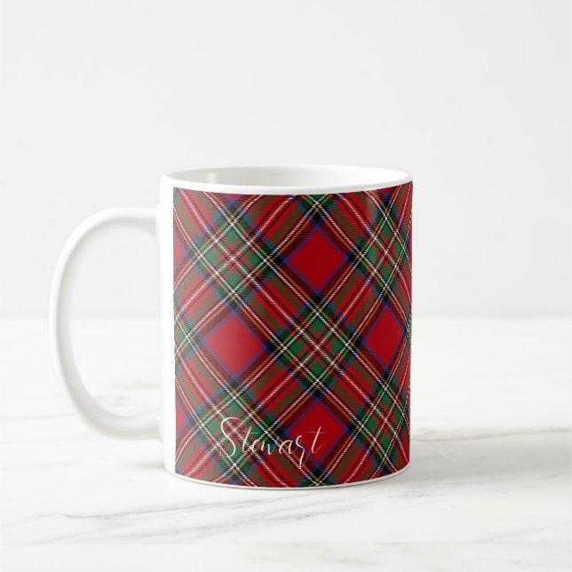 Christmas Red Green Kariert Custom Stewart Tartan Kaffeetasse (Links)