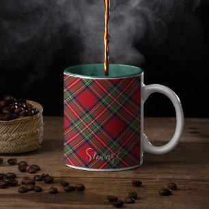 Christmas Red Green Kariert Rustic Stewart Tartan Zweifarbige Tasse