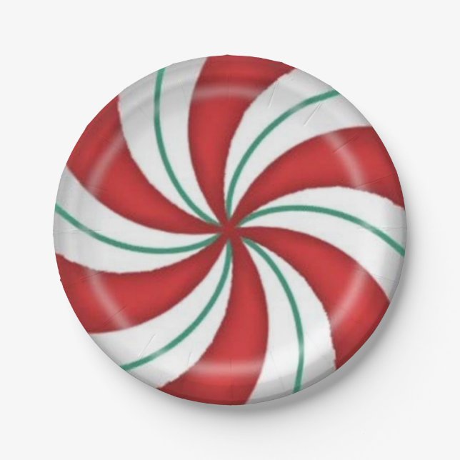 Christmas Red Green Peppermint Candy Pappteller (Vorderseite)