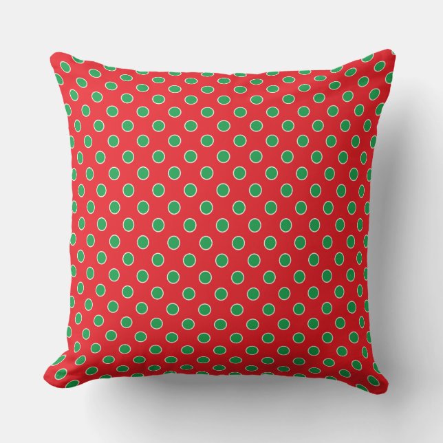 CHRISTMAS RED & GREEN POLKA DOTS KISSEN (Vorderseite)