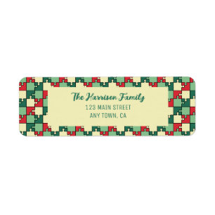 Christmas Red Green Puzzle Piece Geometric