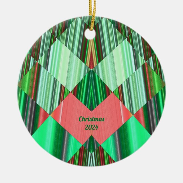 ~ CHRISTMAS Red Green Shades 2024 Keramik Ornament (Vorne)
