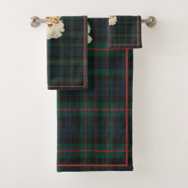 Christmas Red Green Tartan Karierter Weihnachtsman Badhandtuch Set