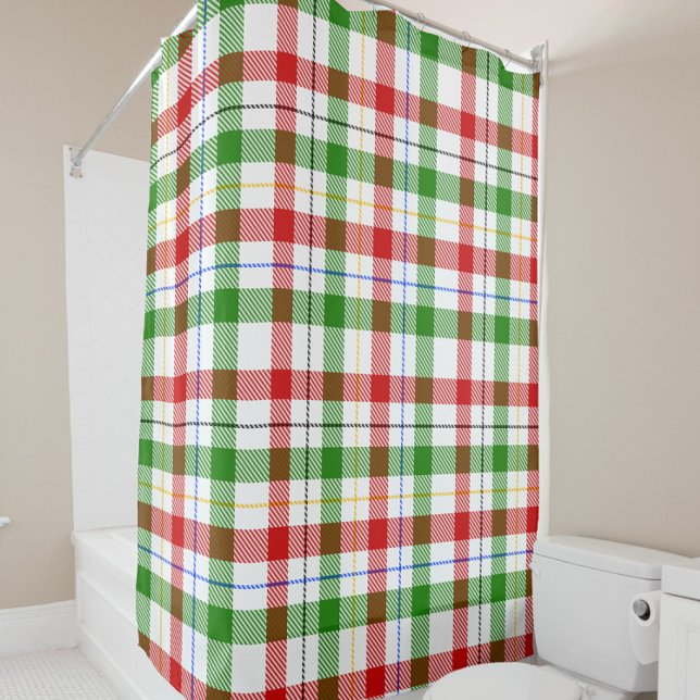 Christmas Red Green White Flannel Plaid Design  Duschvorhang (Von Creator hochgeladen)