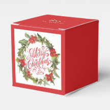 Christmas Red Green Wreath Holly Ivy Typografie