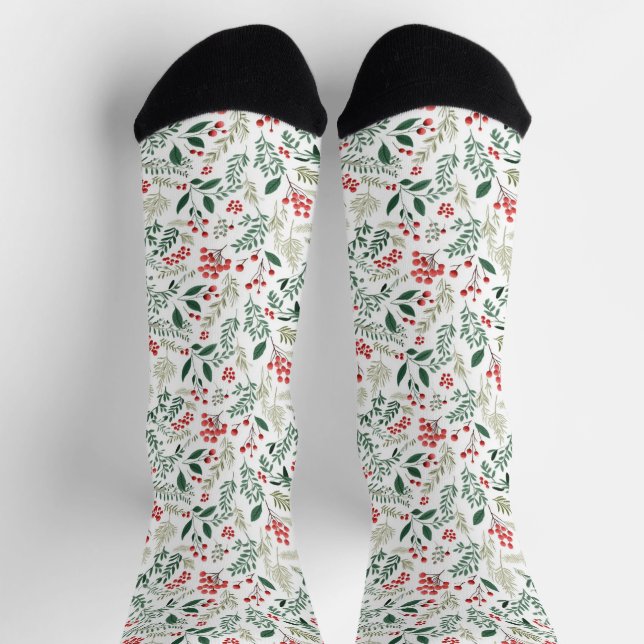 Christmas Red Holly Berries Socken (Oben)