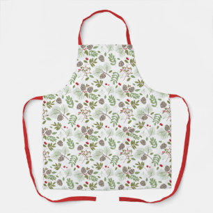 Christmas Red Holly Berry Pattern Kitchen Schürze
