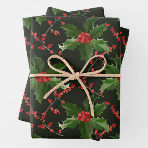 Christmas Red Holly Berry und Green Blätter