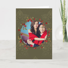 Christmas Red Holly Berry Wreath Peace Feiertagskarte