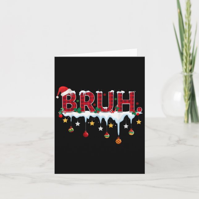 Christmas Red Kariert Bruh Funny Teens Boys Kids X Karte (Vorderseite)