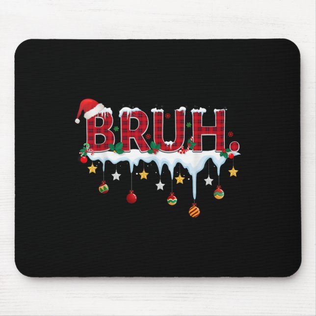 Christmas Red Kariert Bruh Funny Teens Boys Kids X Mousepad (Vorne)