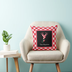 Christmas Red Kariert Deh Personalisiert Kissen