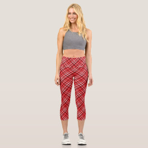 Christmas Red Kariert Pattern Design-62667 Capri Leggings
