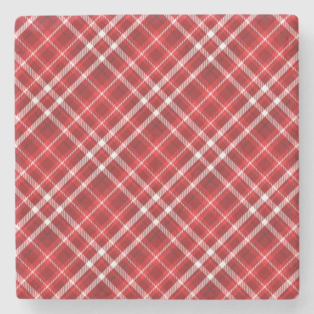 Christmas Red Kariert Pattern Design-62667 Steinuntersetzer (Vorderseite)