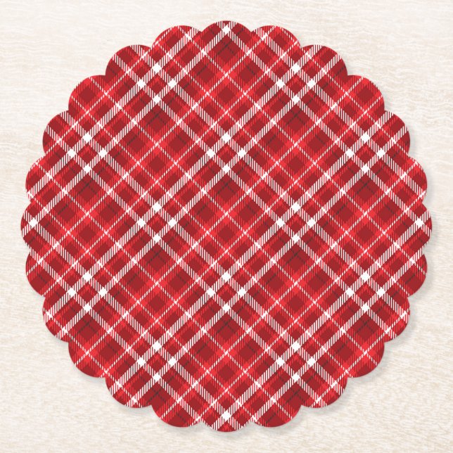Christmas Red Kariert Pattern Design-62667 Untersetzer (Vorderseite)