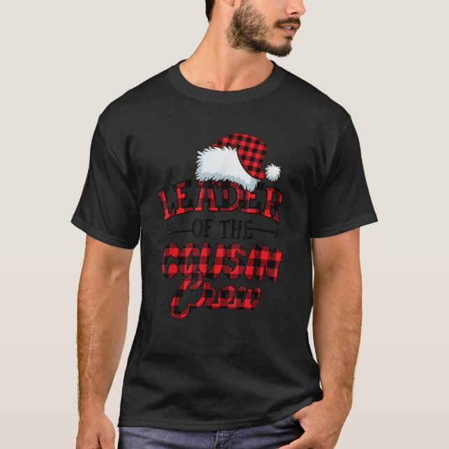 Christmas Red Karierte Weihnachtsmannmütze Führer  T-Shirt (Vorderseite)
