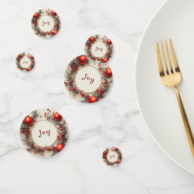 Christmas Red Ornaments Berries Snowflakes Konfetti (Gruppe)