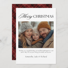 Christmas Red Plaid Family Photo Holiday Card Feiertagskarte