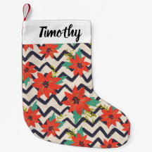 Christmas Red Poinsettia Black & White Zickzack