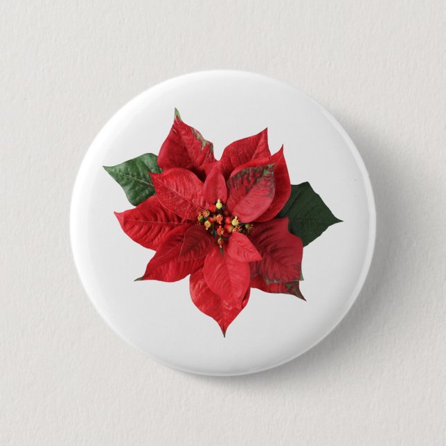 Christmas Red Poinsettia  Button (Vorderseite)
