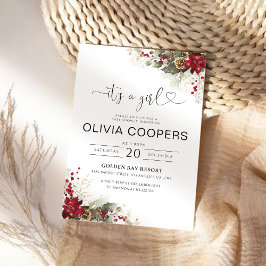 Christmas Red Poinsettia Kinderdusche Einladung