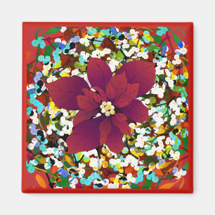 Christmas Red Poinsettia Magnet