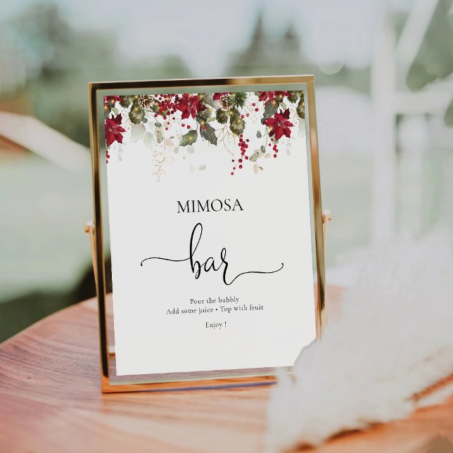 Christmas Red Poinsettia Mimosa Bar Sign Sockelschild (Von Creator hochgeladen)