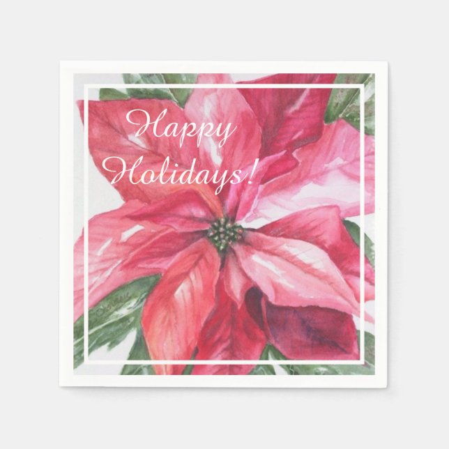 Christmas Red Poinsettia Party Serviette (Vorderseite)