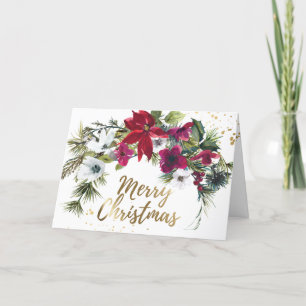 Christmas Red Poinsettia Pine Bible Isaiah 9:6 Feiertagskarte