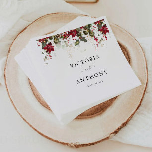 Christmas Red Poinsettia Wedding Napkins Serviette