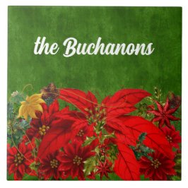 Christmas Red Poinsettias mit Green Fliese