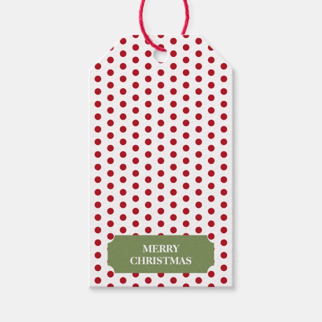 Christmas Red Polka Dots Geschenkanhänger (Vorderseite)