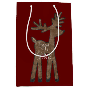 Christmas Red Reindeer Mittlere Geschenktüte