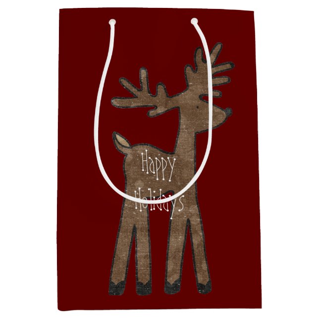 Christmas Red Reindeer Mittlere Geschenktüte (Vorderseite)