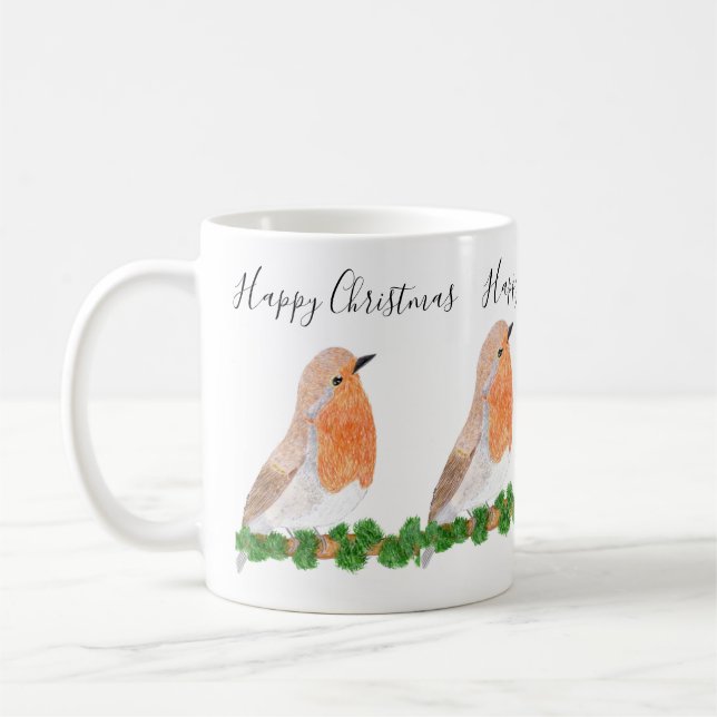 Christmas Red Robin Kaffeetasse (Links)