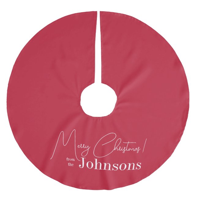 Christmas Red Simple Modern Family Polyester Weihnachtsbaumdecke (Vorderseite)