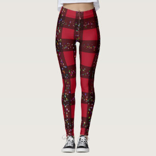 Christmas Red Sparkle Buffalo Kariert Leggings