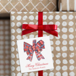 Christmas Red Tartan Kariert Bow Enclosure Mitteilungskarte