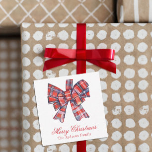 Christmas Red Tartan Kariert Bow Enclosure Mitteilungskarte