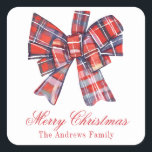 Christmas Red Tartan Kariert Bow Enclosure Quadratischer Aufkleber<br><div class="desc">PreppyPrint.com - Feiern Sie Weihnachten im Stil! Fügen Sie Ihre personalisierte Touch hinzu. Übertragen Sie dieses Design auch auf die Produkte Ihrer Wahl! Bitte besuchen Sie meinen Designer-Shop,  PreppyPrint.com,  um die Dinge zu koordinieren.</div>
