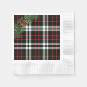 Christmas Red Tartan Kariert Pine Cones Serviette