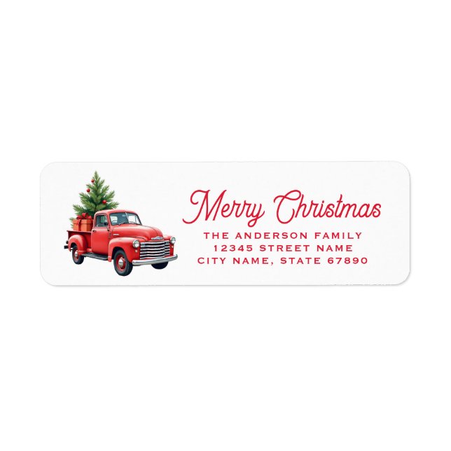 Christmas Red Truck Return Address Labels (Vorne)