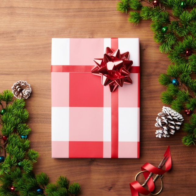 Christmas Red White Check  Geschenkpapier (Feiertagsgeschenk)