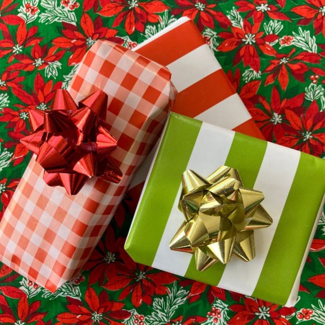 Christmas Red White Green Stripe and Gingham 3 set Geschenkpapier Set (Von Creator hochgeladen)